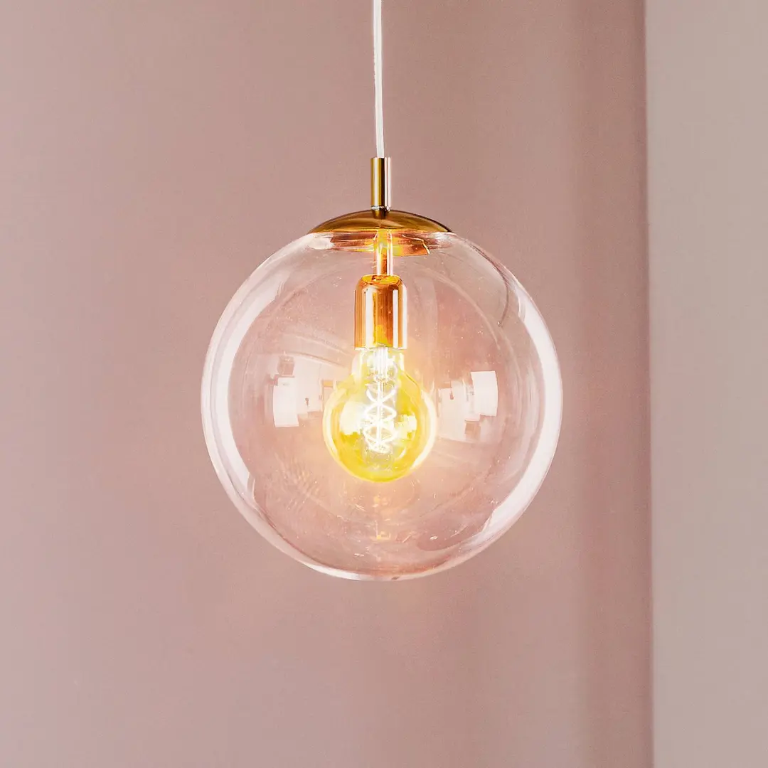 ALDEX Hängelampe 562, Glas klar, Kappe/Baldachin gold