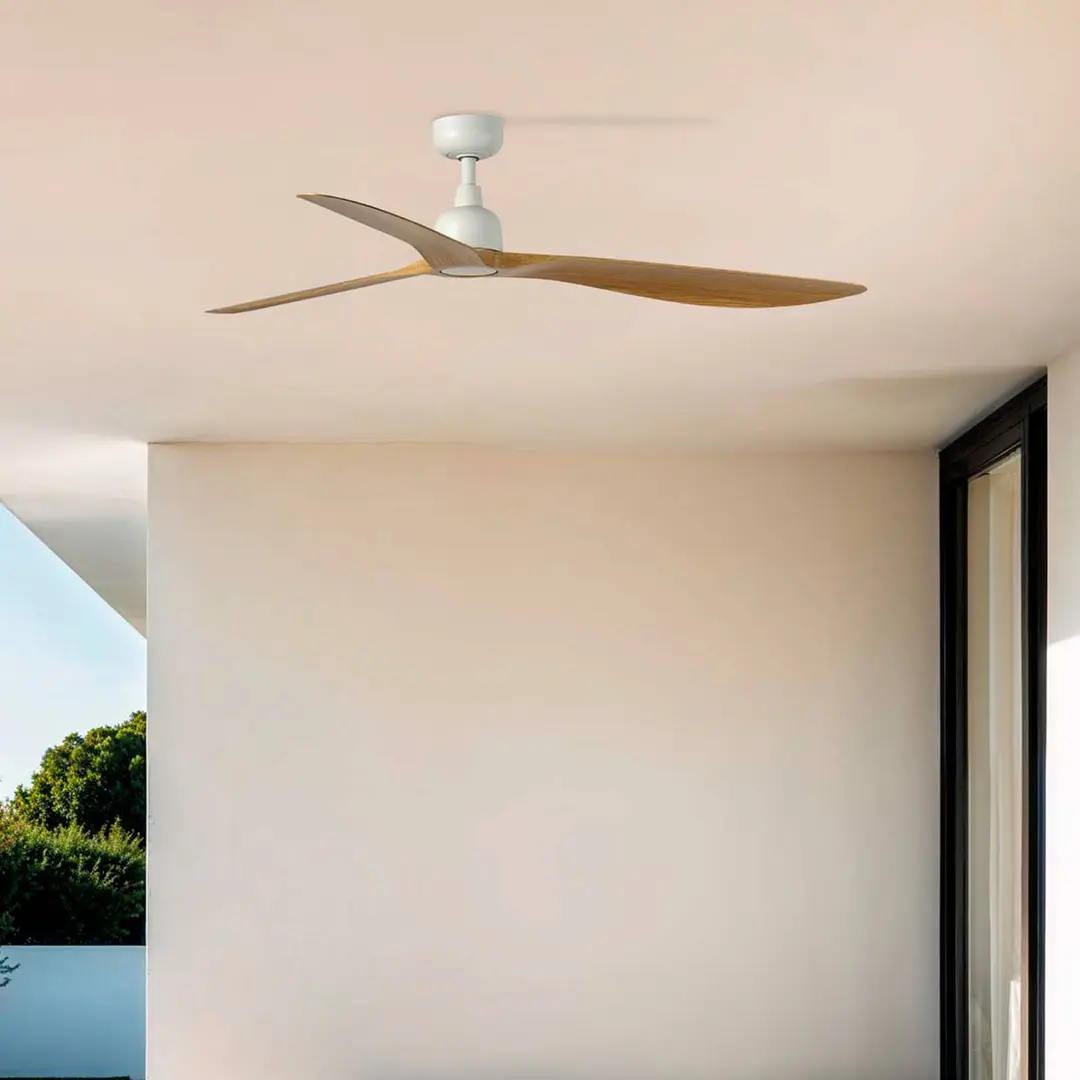 FARO BARCELONA Deckenventilator Outwood, braun, DC, leise, Ø 150 cm, IP44