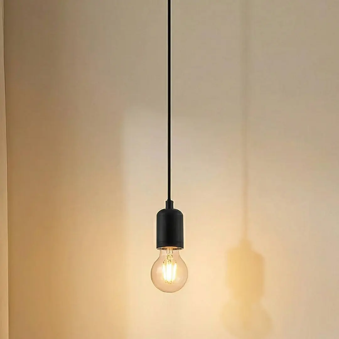 Lindby Pendelleuchte Hattie, Fassung E27, schwarz, Ø 4,7 cm