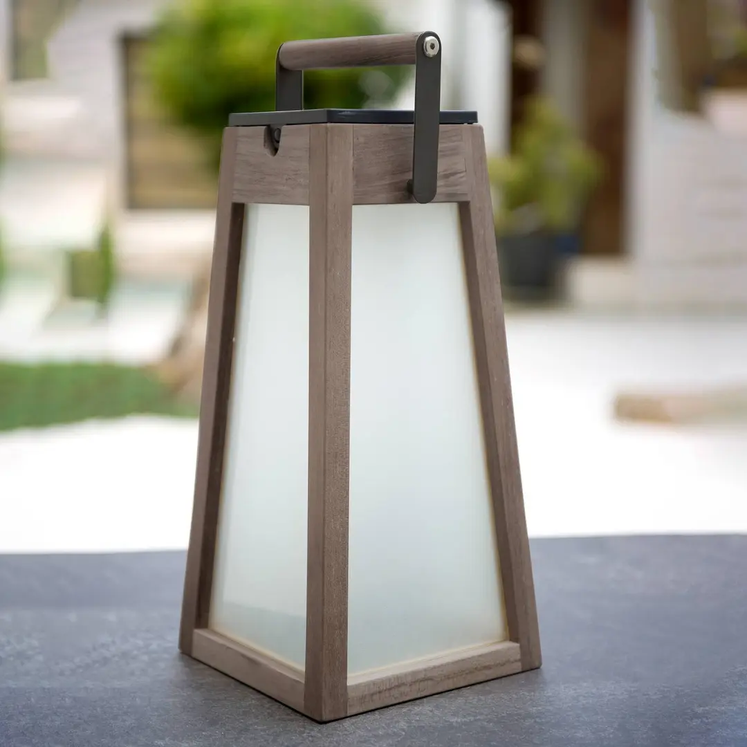 Les Jardins LED-Solarlaterne Tecka, Teakholz Duratec grau 39cm