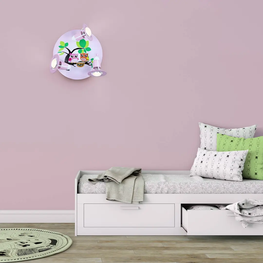 Elobra Deckenleuchte Eule fürs Kinderzimmer, rosa