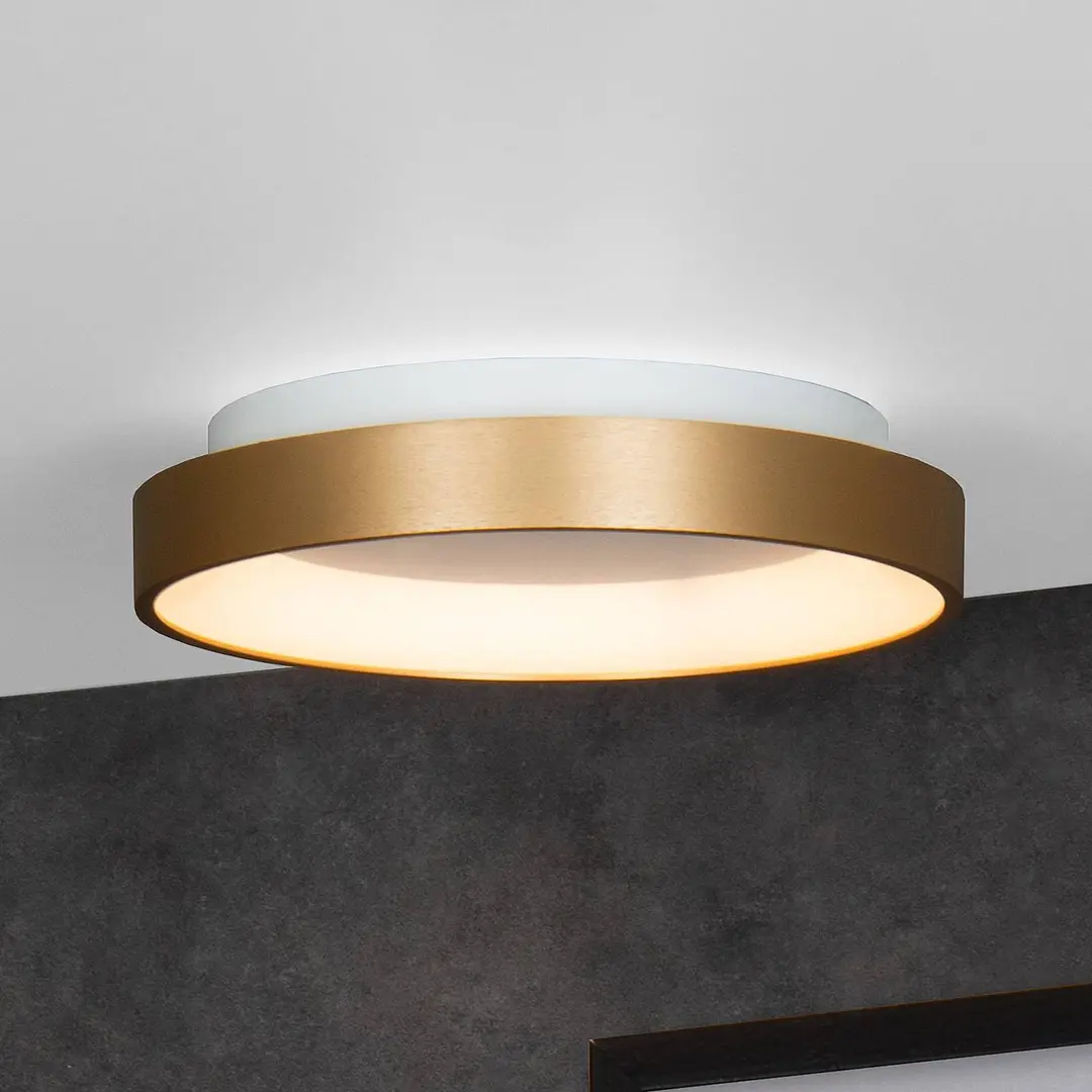 Lucide LED-Deckenleuchte Vidal, gold, Ø 28 cm, dimmbar, Acryl