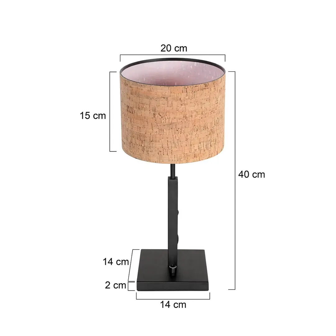 Steinhauer Tischlampe Stang, schwarz/braun, Höhe 40 cm, Kork