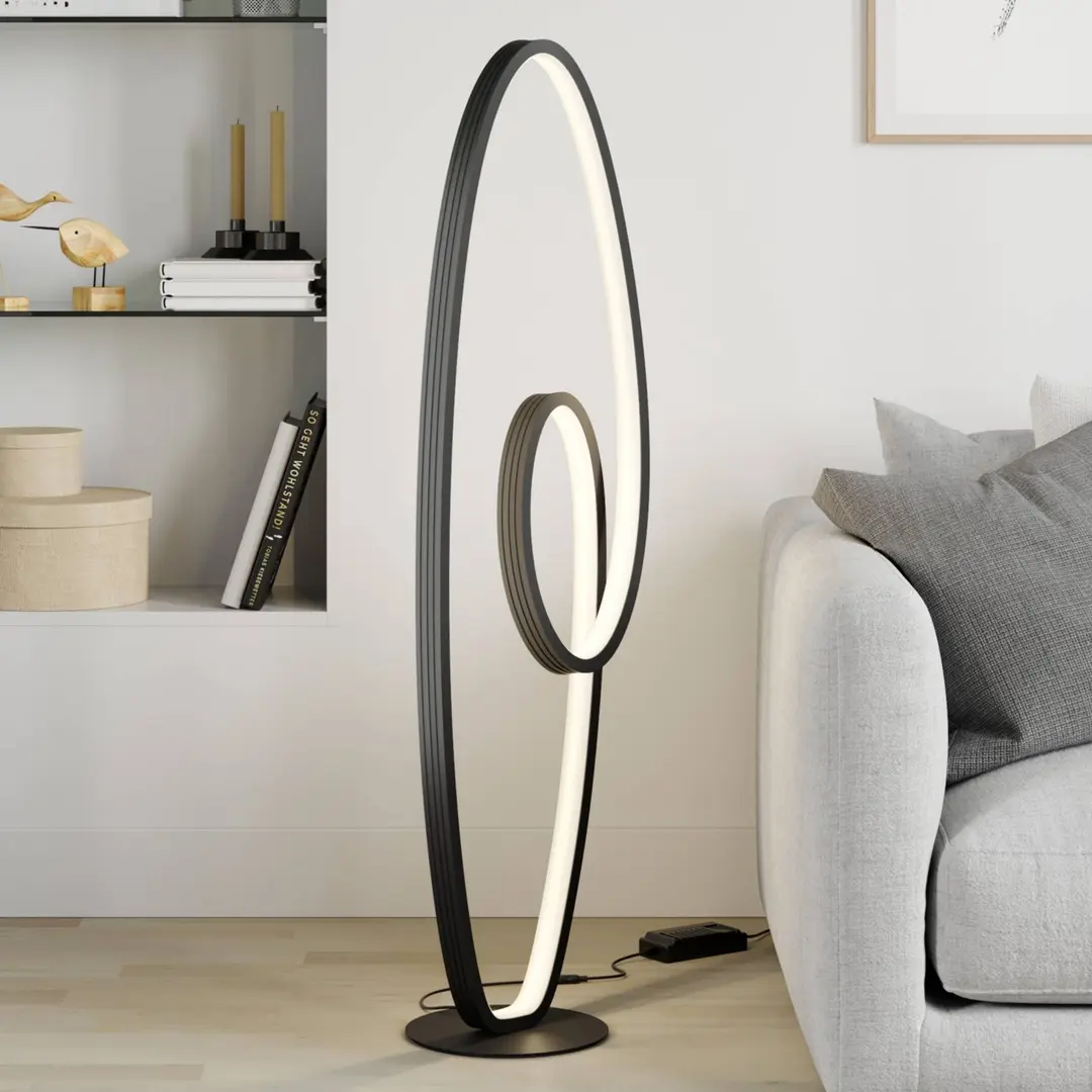 Lucande LED-Stehleuchte Bronwyn, 122cm, anthrazit, Aluminium