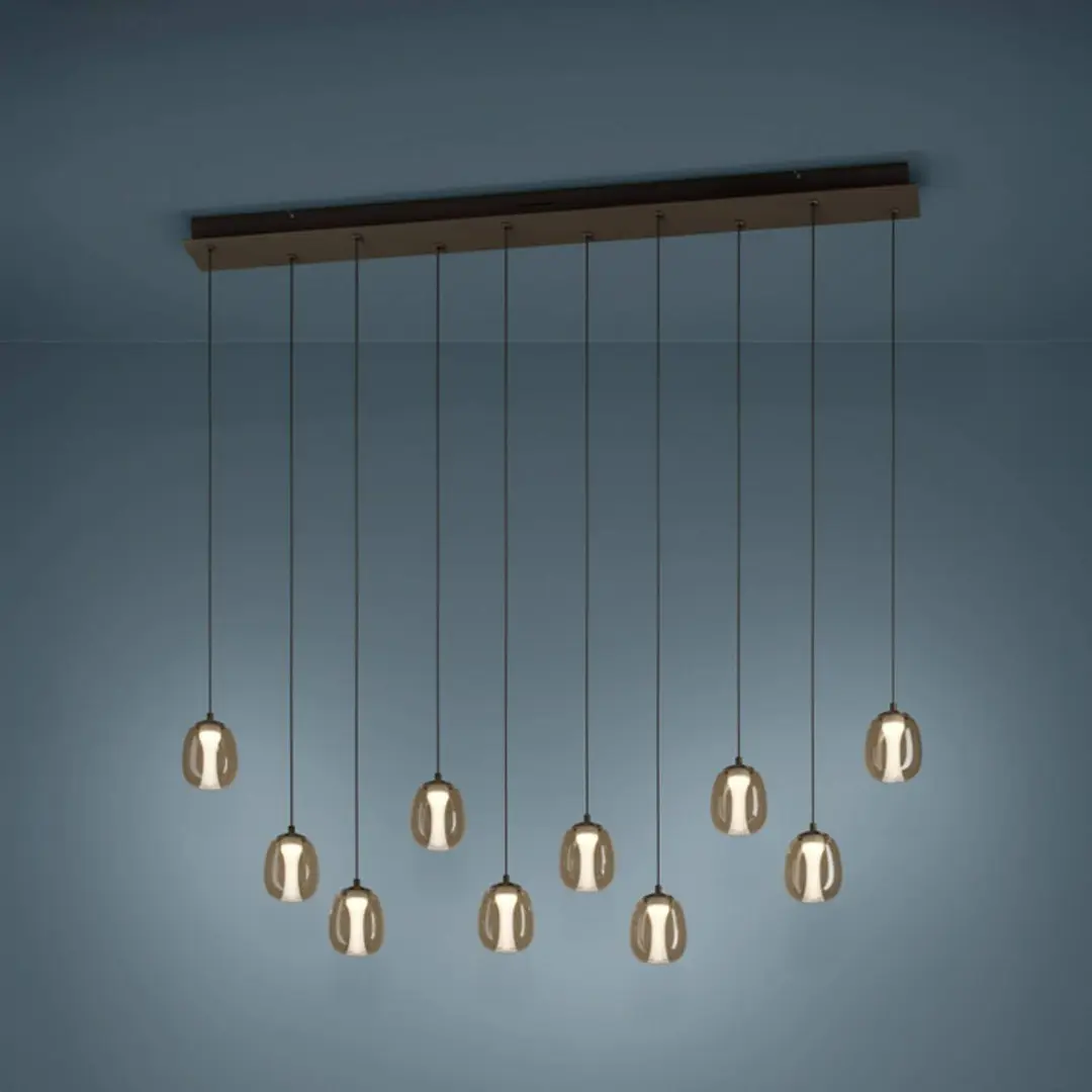 Stars of Light LED-Hängelampe FERRO 116cm 10flg bronze/braun