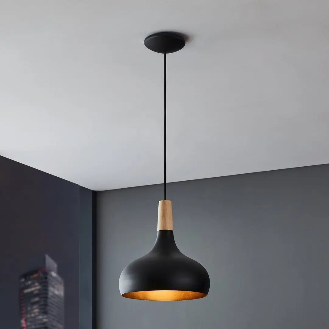 EGLO Hängeleuchte Sabinar, 1-flammig, schwarz, Ø 28 cm