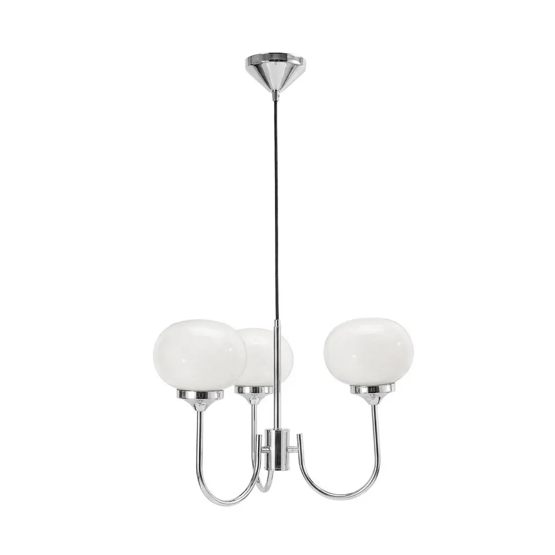 PR Home Pendelleuchte Elsy, weiß/chrom, 3-flg., 36 cm, Glas, Stecker