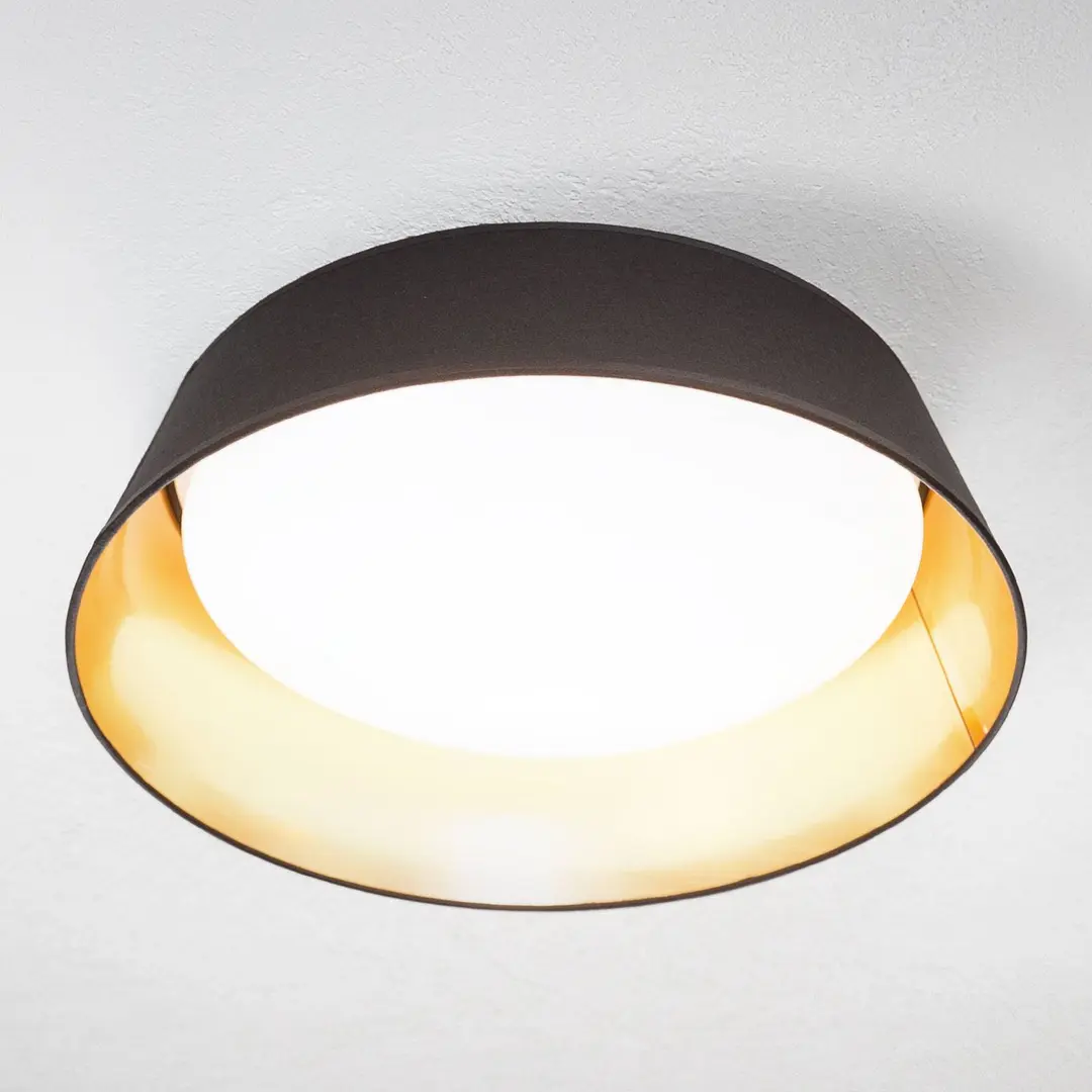 Reality Leuchten In Schwarz-Gold - runde LED-Deckenlampe Ponts