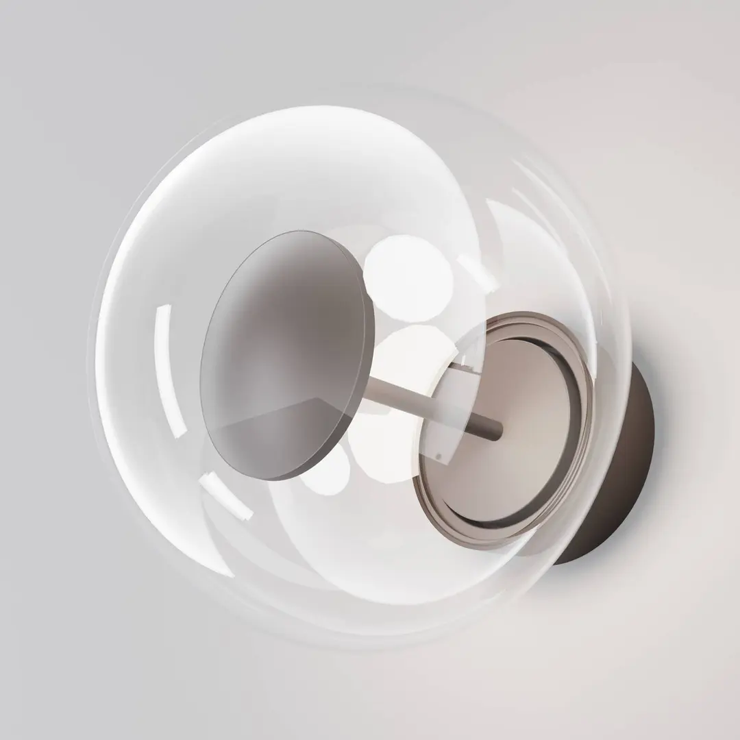 Maytoni LED-Außenwandleuchte Velora, braun/klar, Ø 20 cm, Glas, IP54