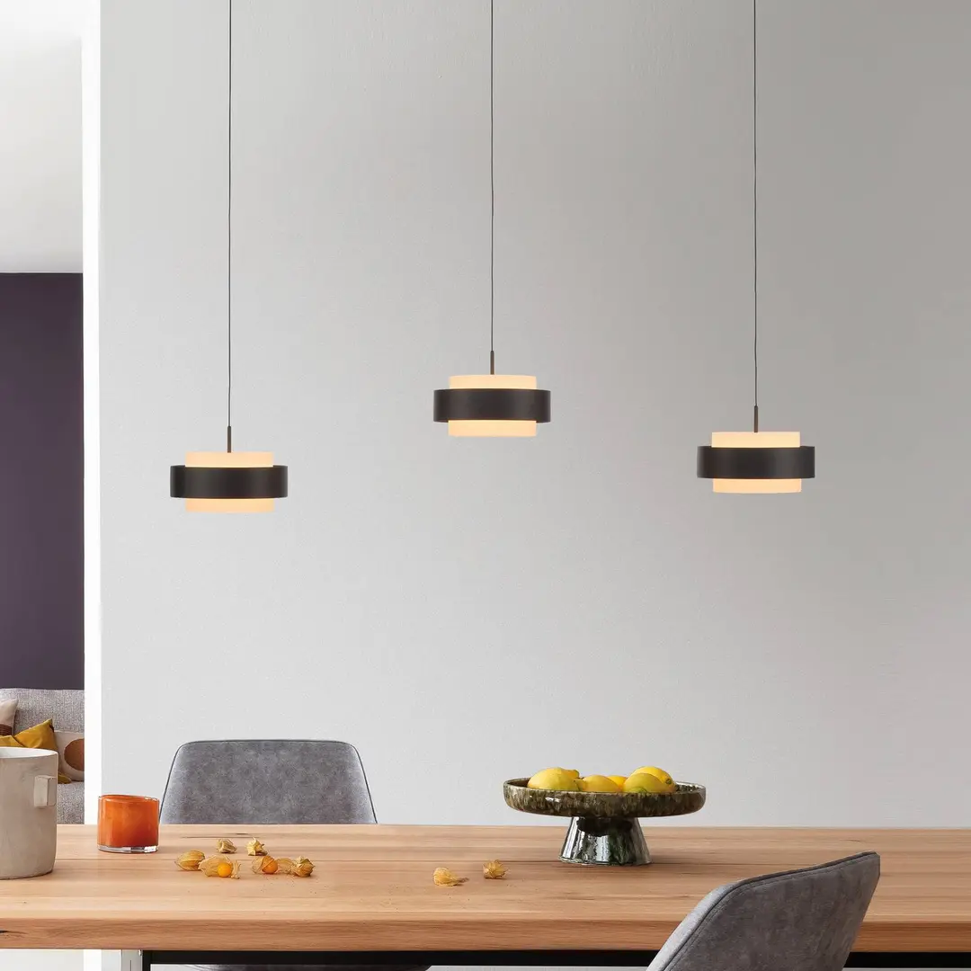 SCHÖNER WOHNEN-Kollektion SCHÖNER WOHNEN LED-Hängelampe Elmo, schwarz, Glas, 3-flammig