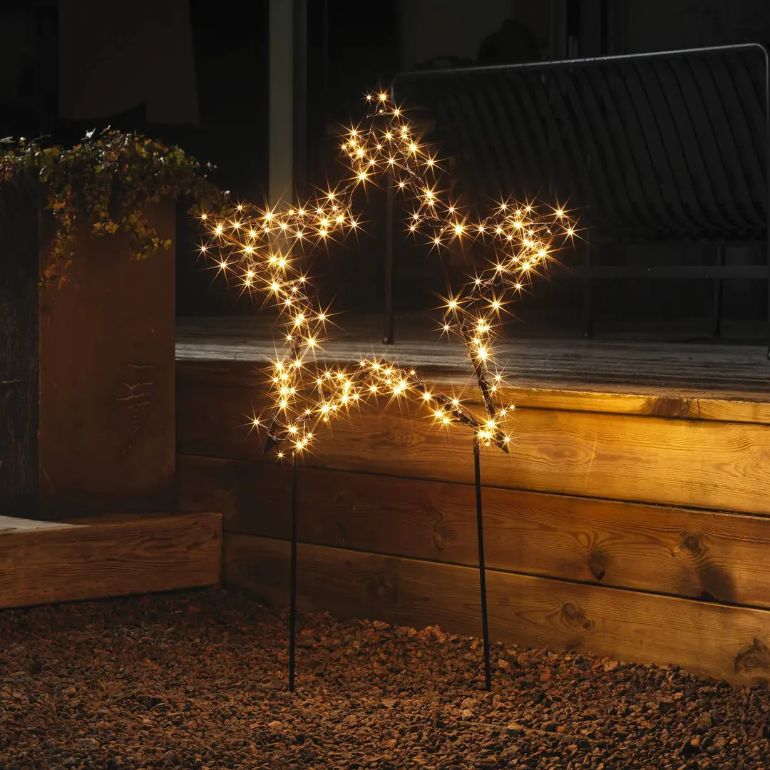 Konstsmide Christmas LED-Metallstern, schwarz mit Erdspießen