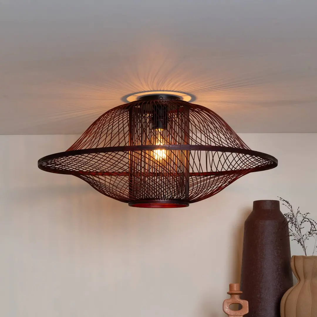 GOOD & MOJO Deckenlampe Maui, rot, Ø 70 cm, Bambus, E27