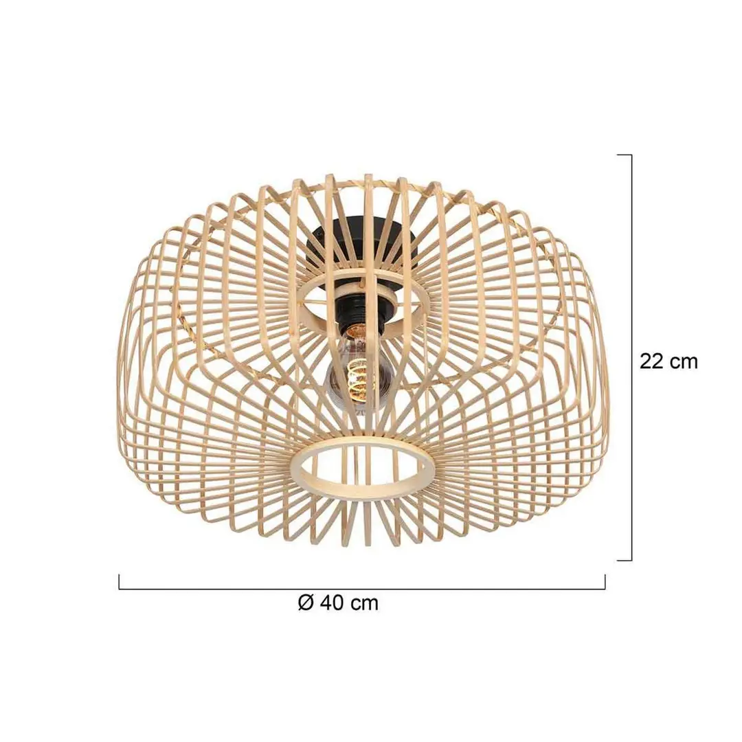 Steinhauer Deckenleuchte Bloeba, Ø 40 cm, Holz, natur, E27
