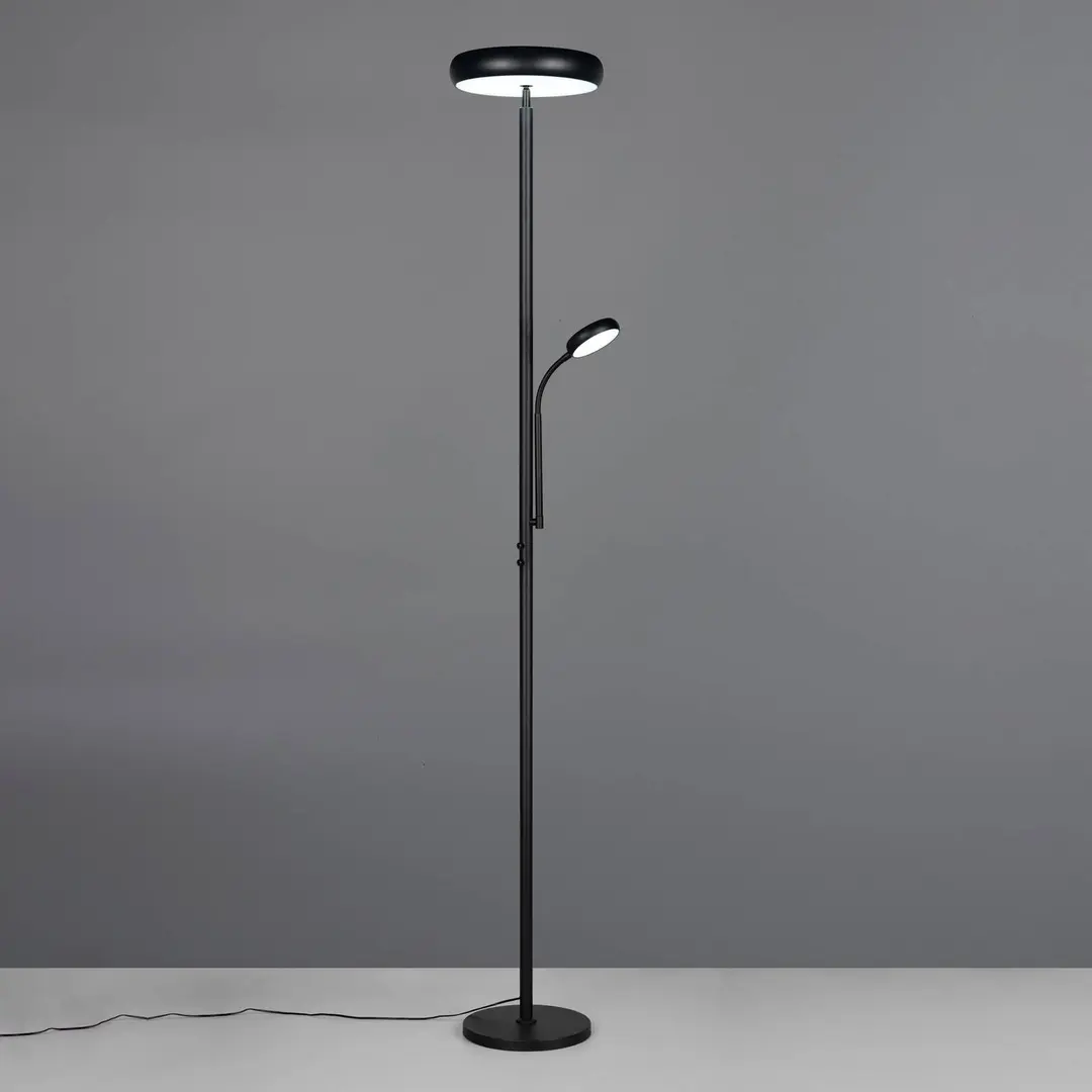 Reality Leuchten LED-Stehleuchte Palermo, schwarz matt, Fernbedienung, Memory