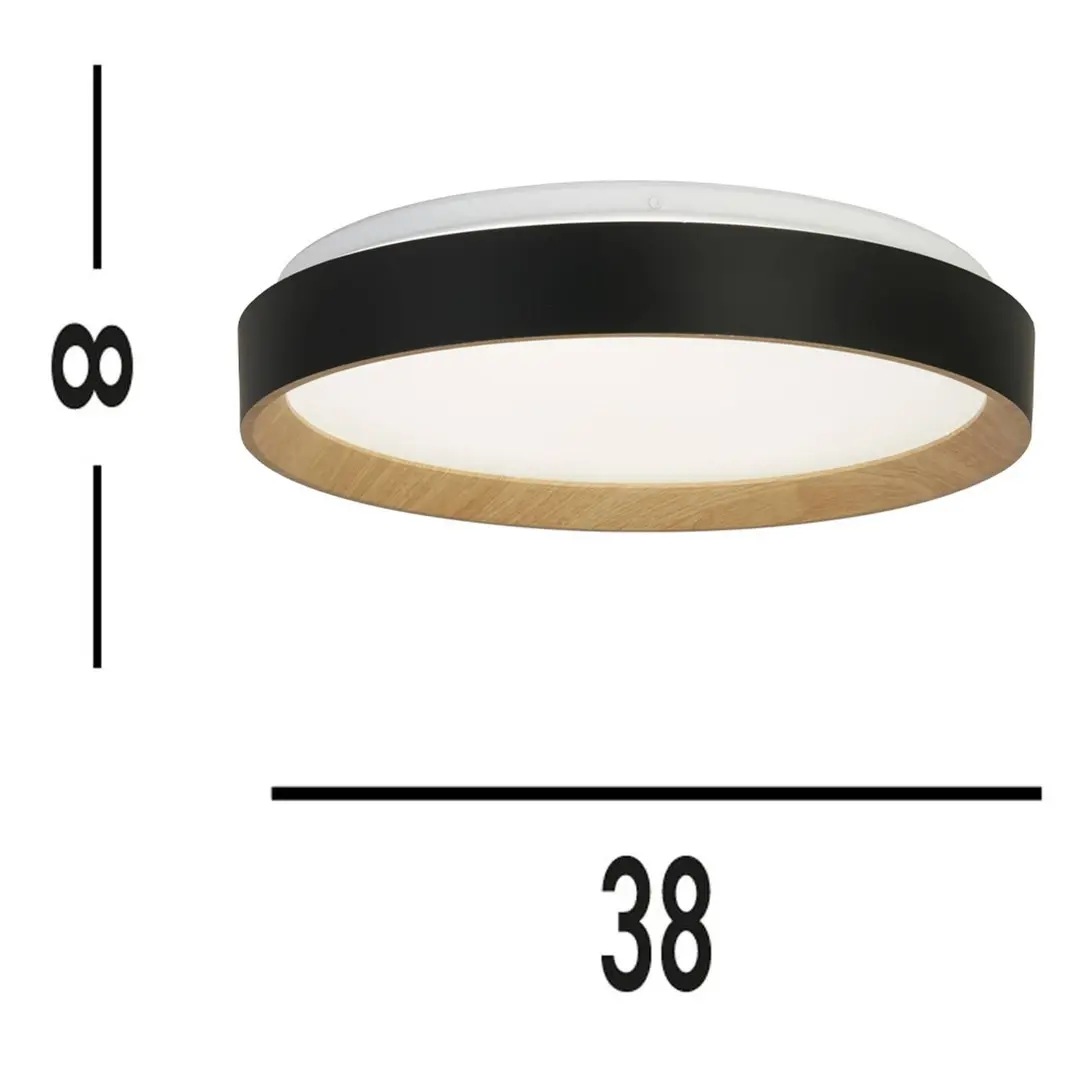Searchlight Deckenlampe Sorrento schwarz/Holzdekor Ø 38 cm Fernbedienung