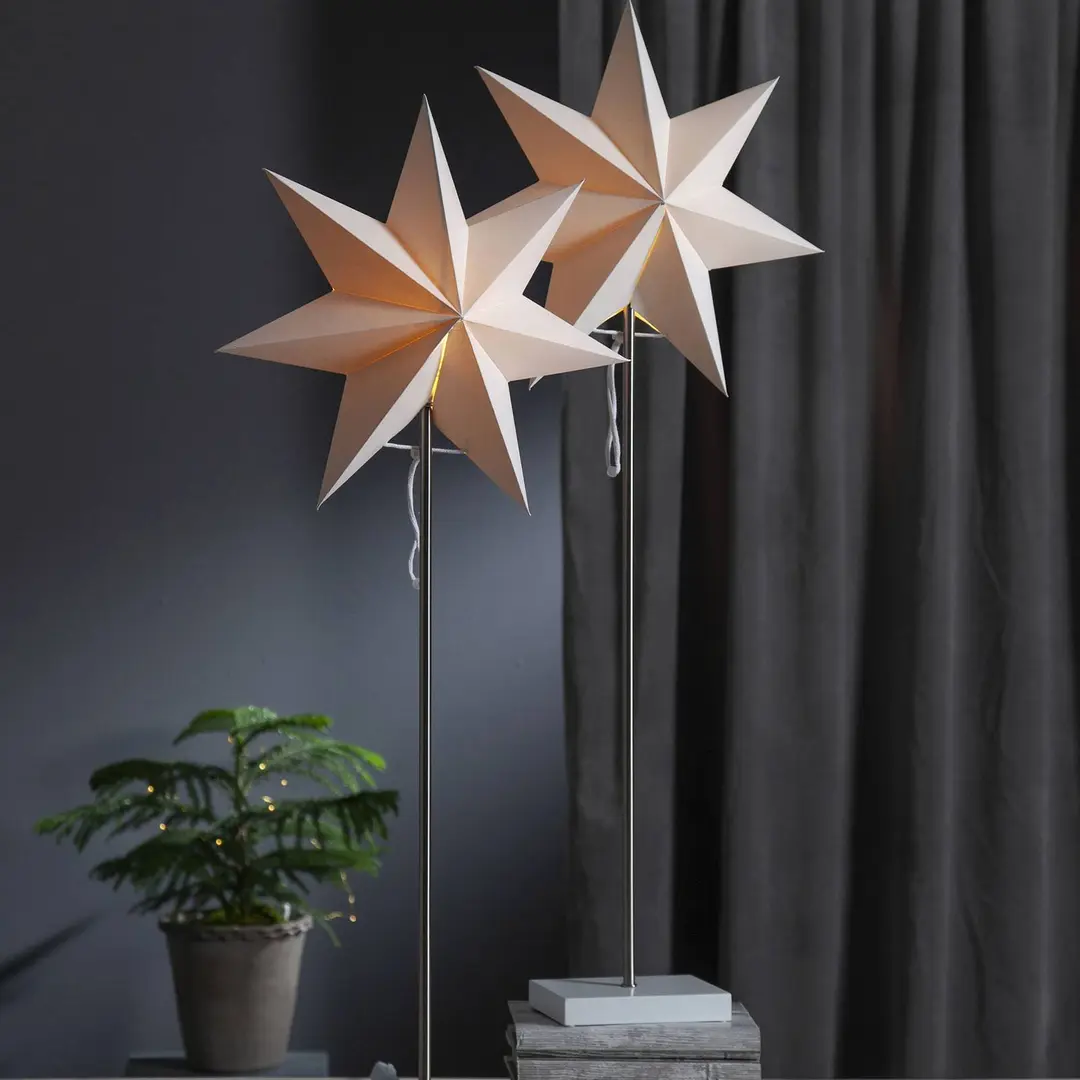 STAR TRADING Dekoleuchte Moa, Kombi Stern + Schirm, Fuß eiche