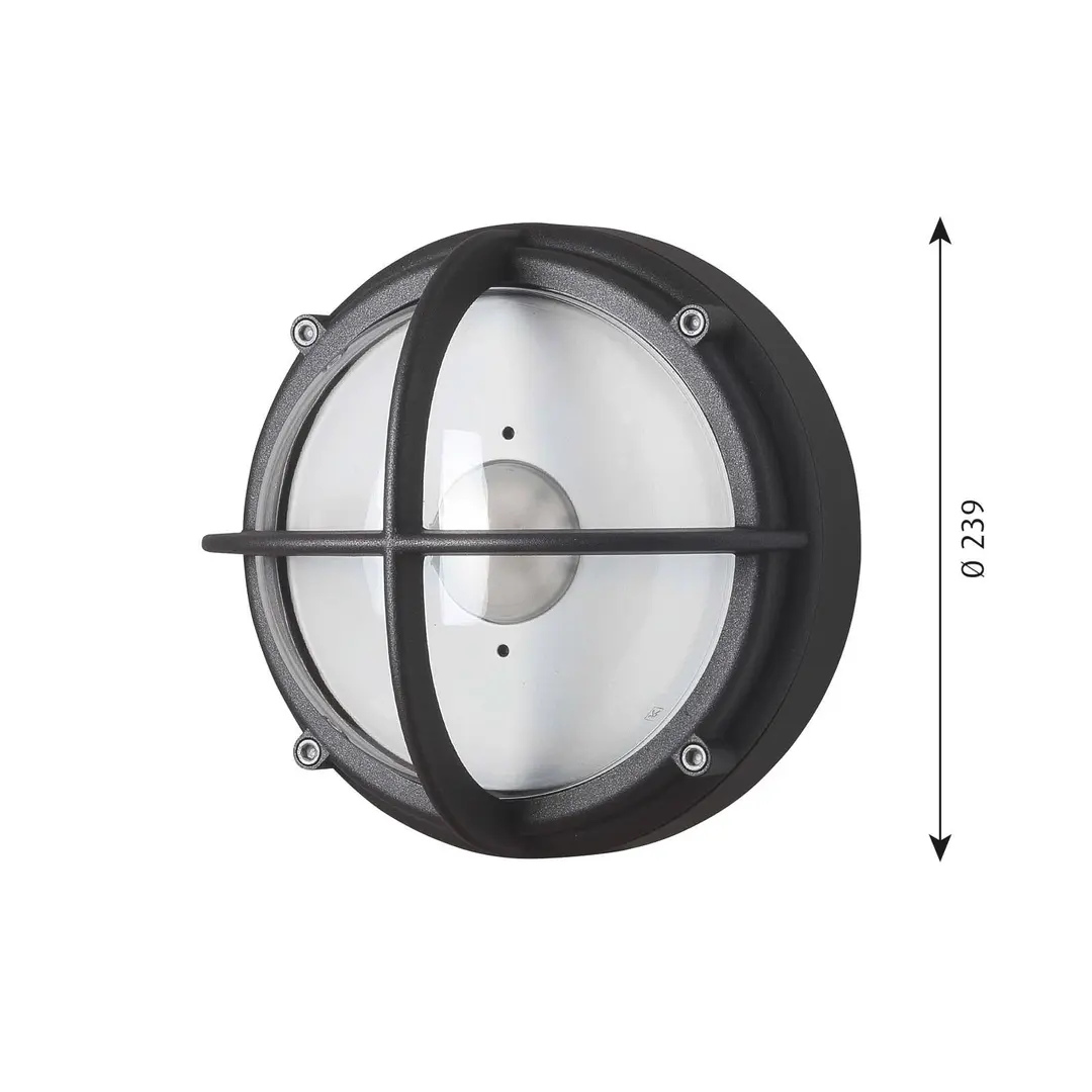 Louis Poulsen Außenwandlampe Skot, graphit/klar, IP66