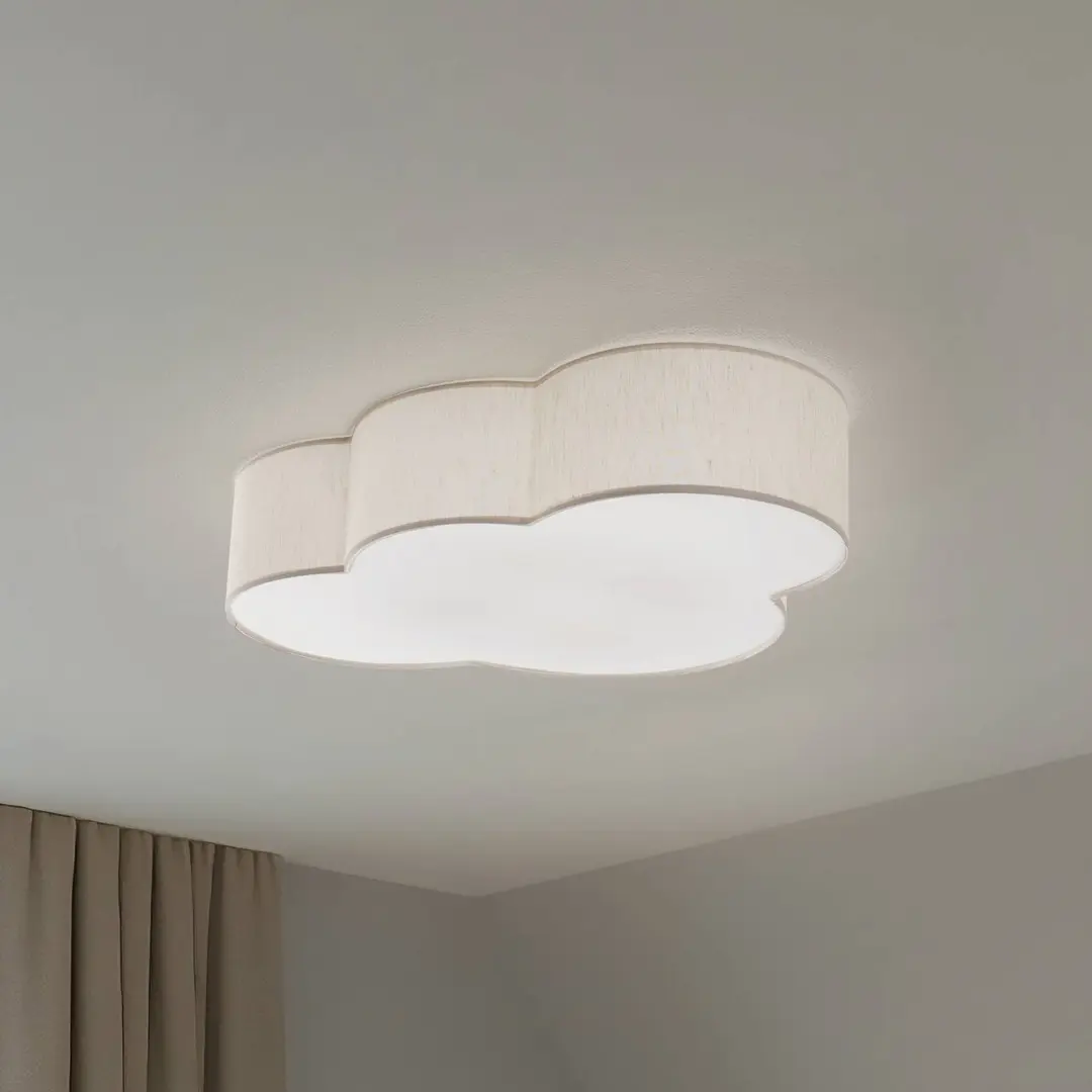 TK Lighting Deckenleuchte Cloud, beige, 63 cm lang, Textil, Wolke, E27