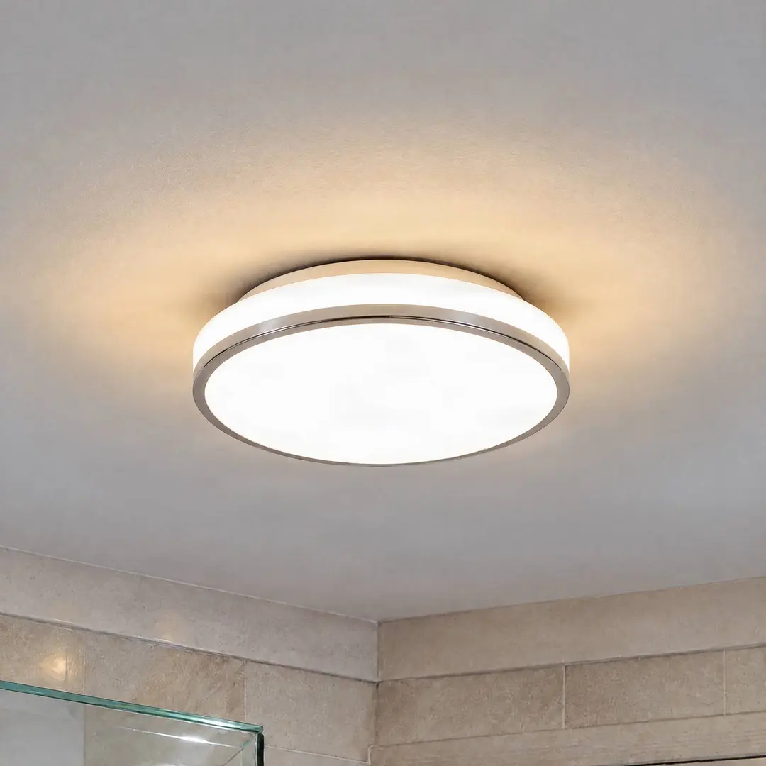 Lindby LED-Deckenleuchte Lyss, Ø 28 cm, chromfarben, IP44