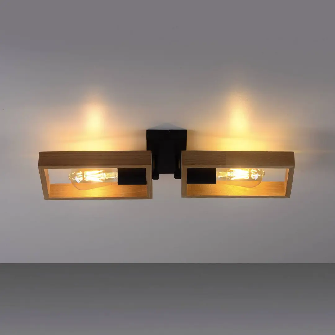 JUST LIGHT. GmbH Deckenleuchte Frame aus Holz, zweiflammig