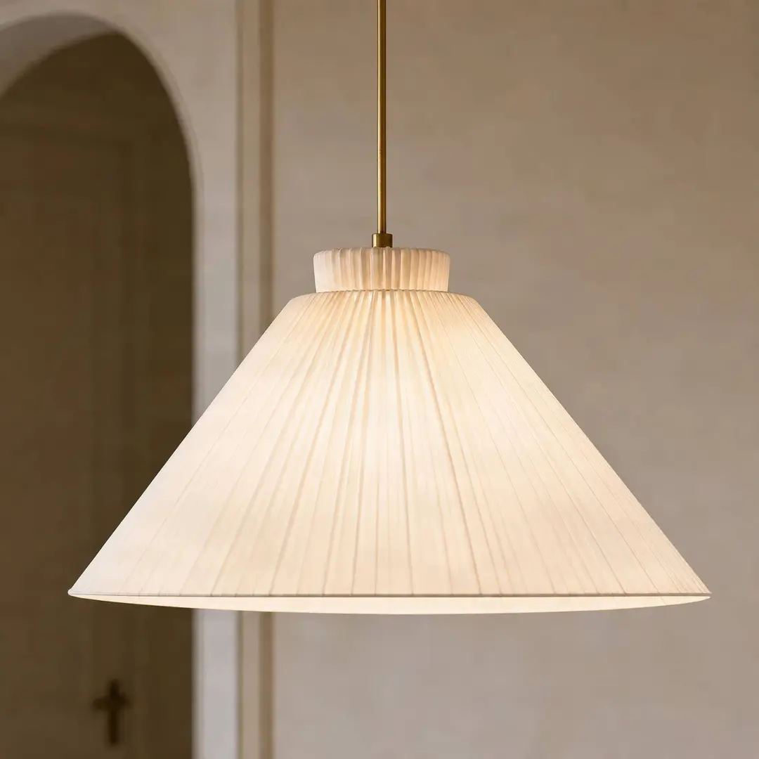 Lucande Hängeleuchte Lisbeth, Ø 50 cm, weiß/messing, E27