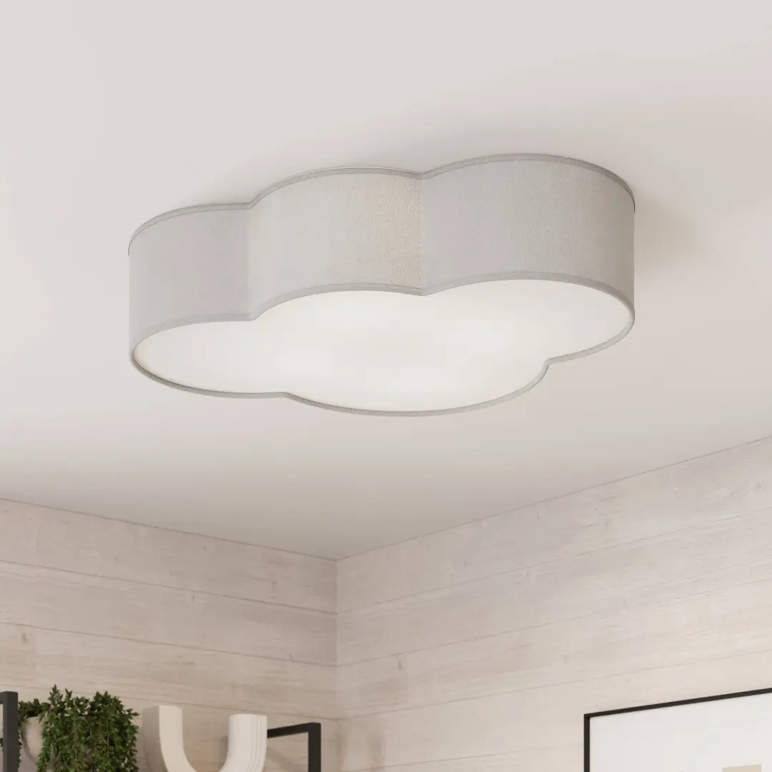 TK Lighting Deckenleuchte Cloud aus Textil, Länge 62 cm, grau
