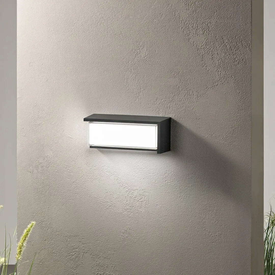 Intec LED-Außenwandlampe BLOCK, schwarz, 32 cm Kunststoff, CCT