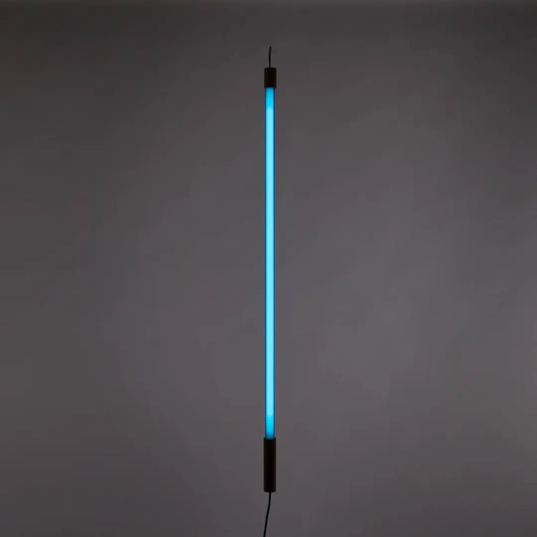 SELETTI LED-Leuchte Linea, blau, Holzdetails, universal