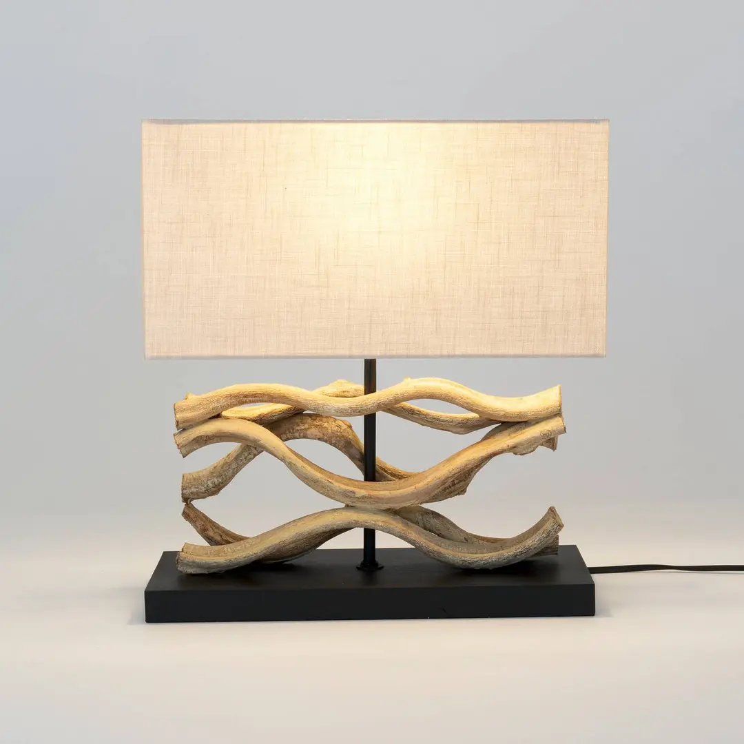 Holländer Tischleuchte Panarea, holzfarben/beige, Höhe 42 cm, Holz