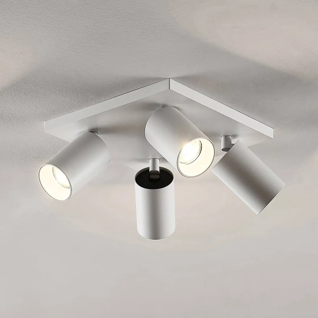 Arcchio Strahler Brinja, weiß, eckig, Ø 6 cm, 4-flg., GU10