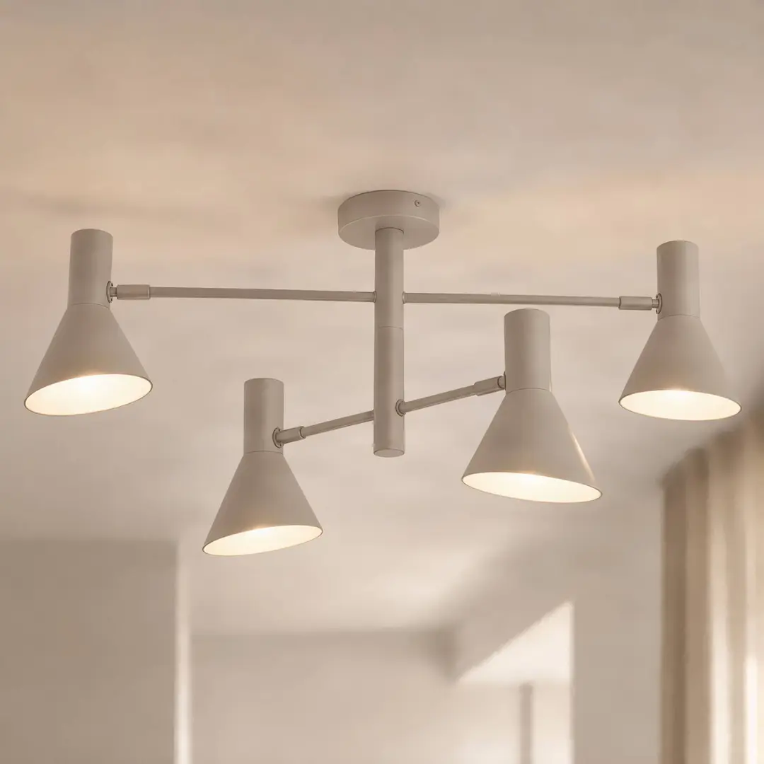 NOLA Deckenstrahler Milia, 4-flg., beige, E14, Metall
