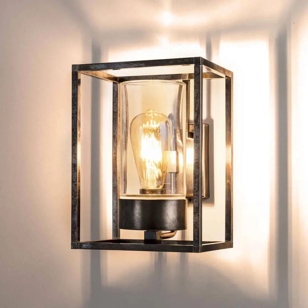 Moretti Luce Außenwandleuchte Cubic³ 3363 nickel antik/klar