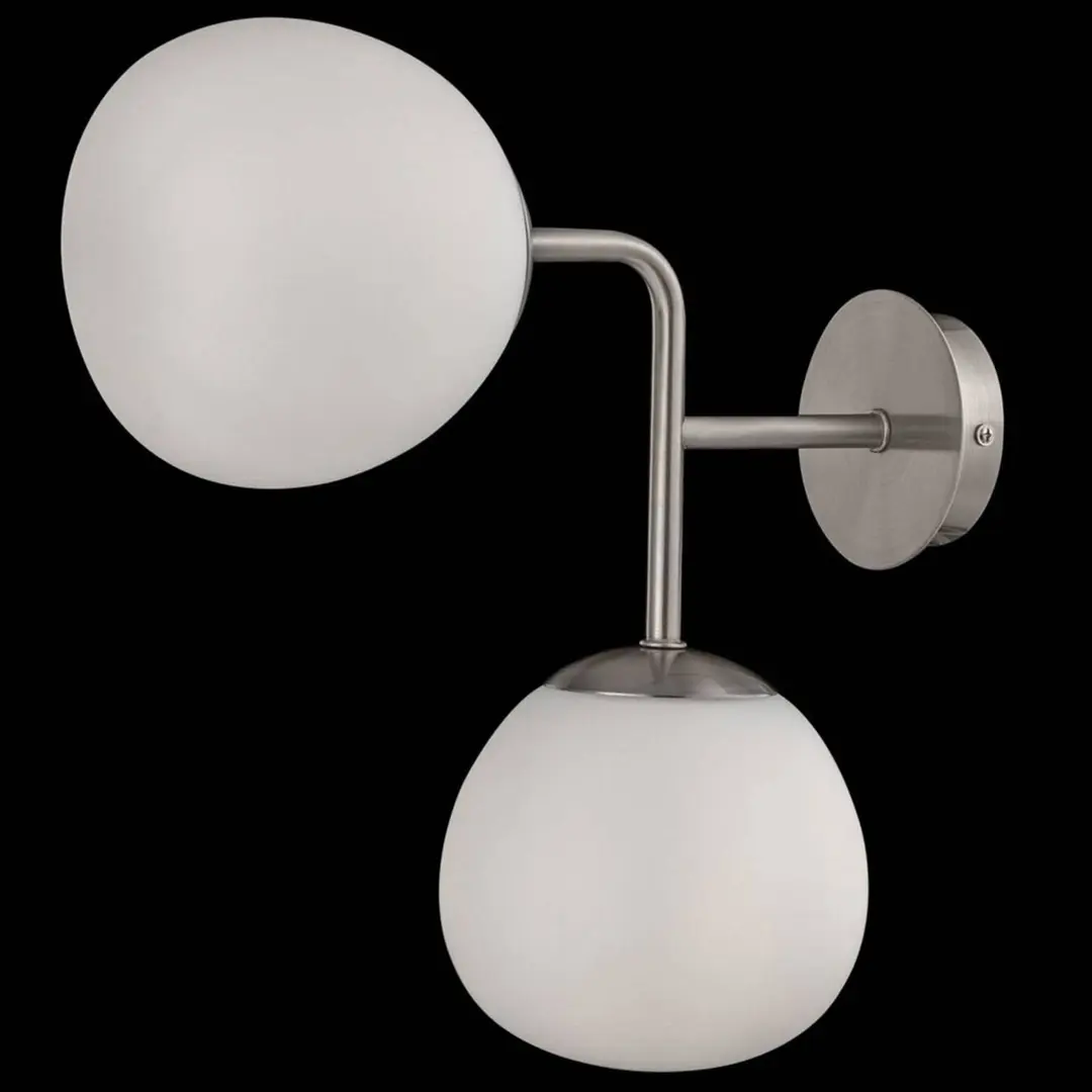 Maytoni Wandleuchte Erich, nickelfarben, Glas/Metall, 2-flg.