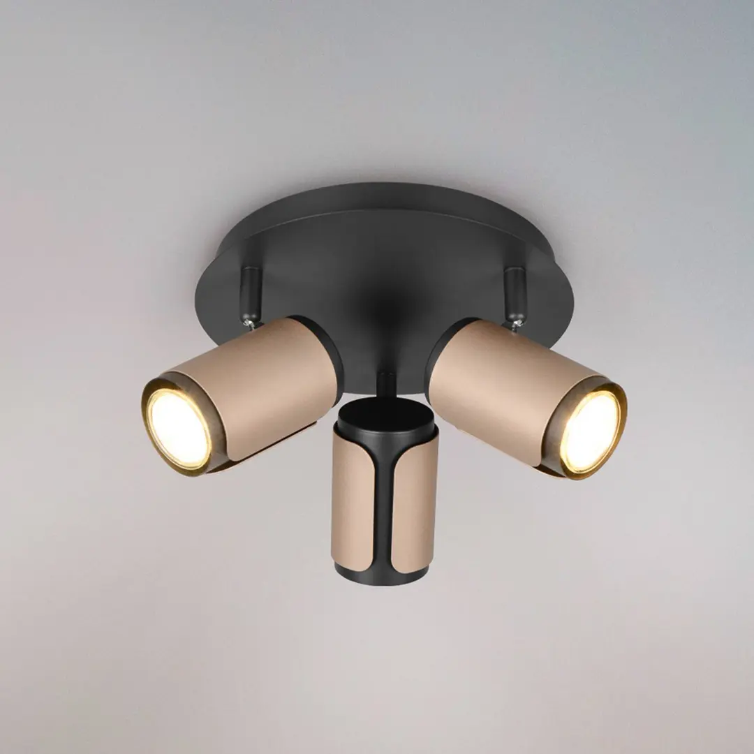 Trio Lighting Deckenstrahler Gillan, coffee, 3-flammig, rund, Metall, GU10