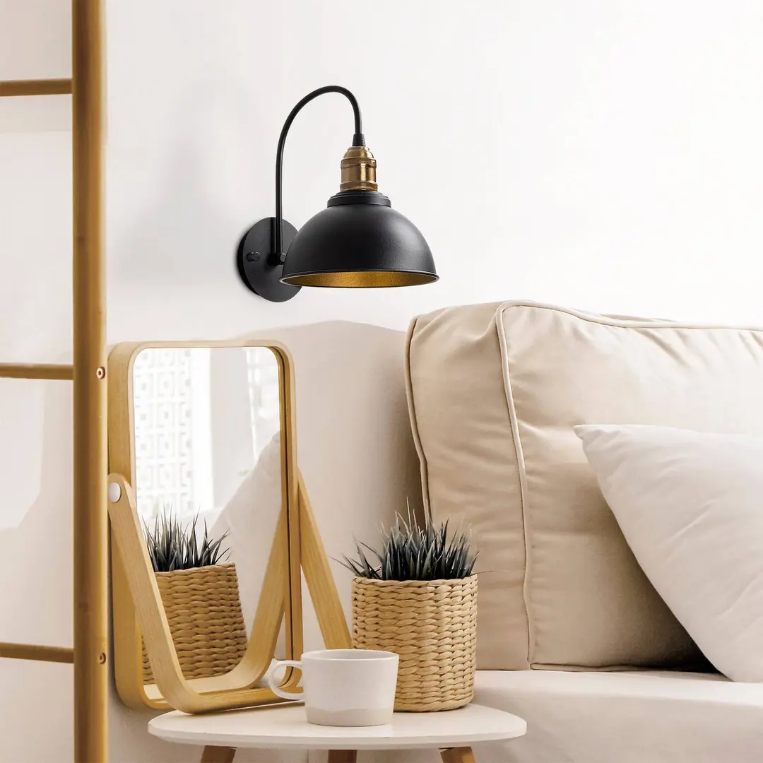Opviq Wandleuchte Saglam, schwarz/gold, Höhe 36 cm, Metall