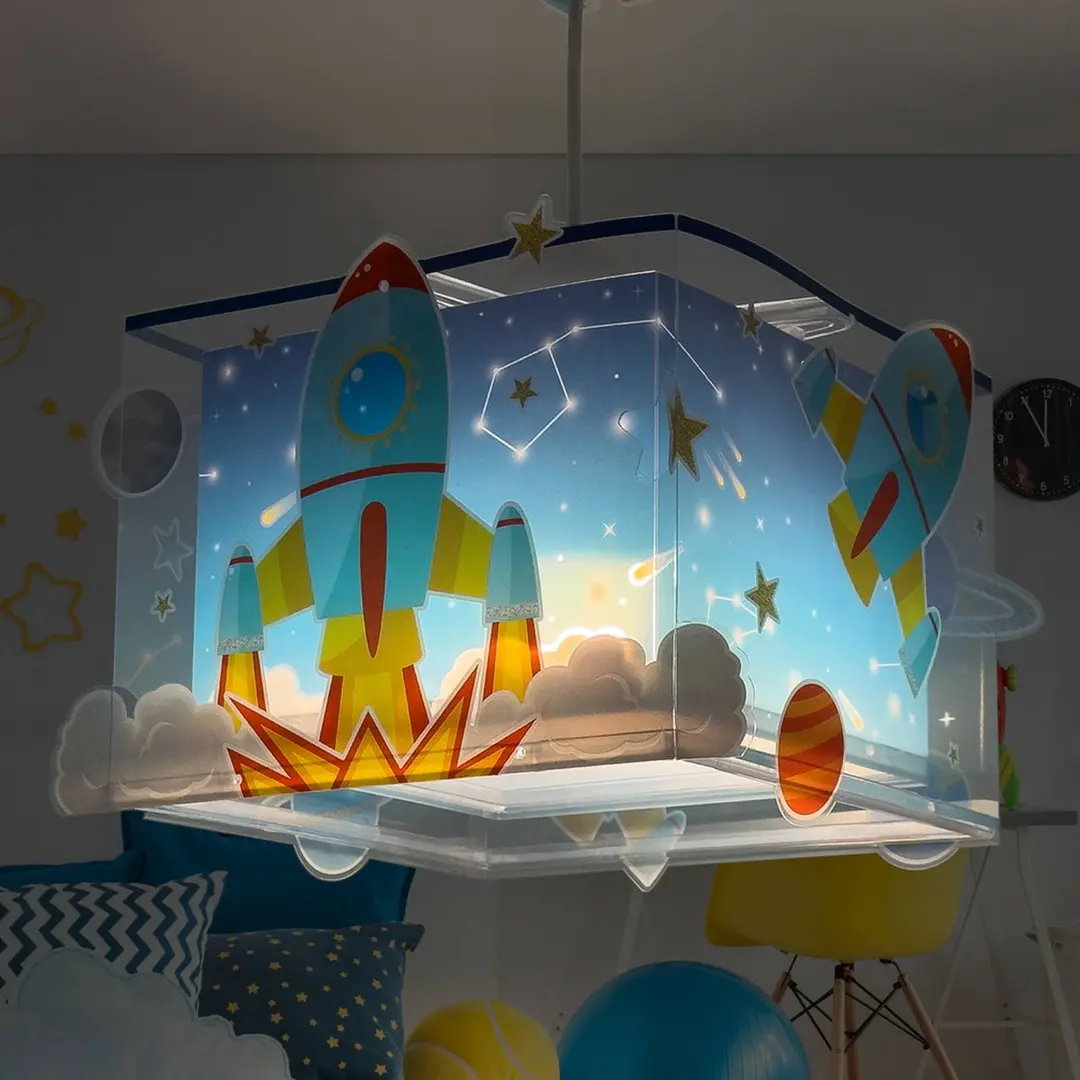 Dalber Kinderzimmer-Pendelleuchte ROCKET, blau/gelb