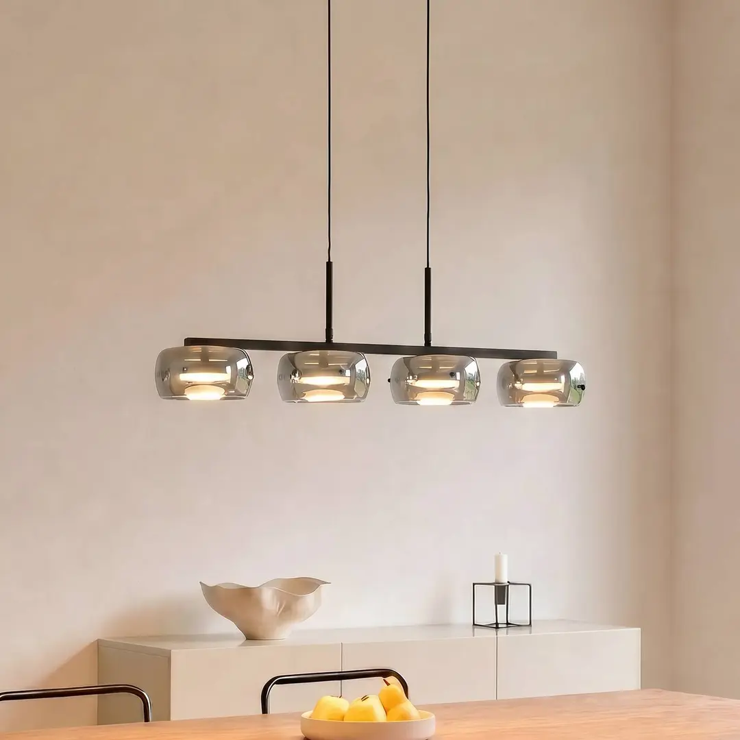 Lucande LED-Hängeleuchte Martis, schwarz, 4-flg., dimmbar