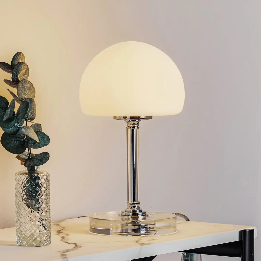 Steinhauer LED-Tischlampe Ancilla, verchromt, 30 cm Stufendimmer G9-LED