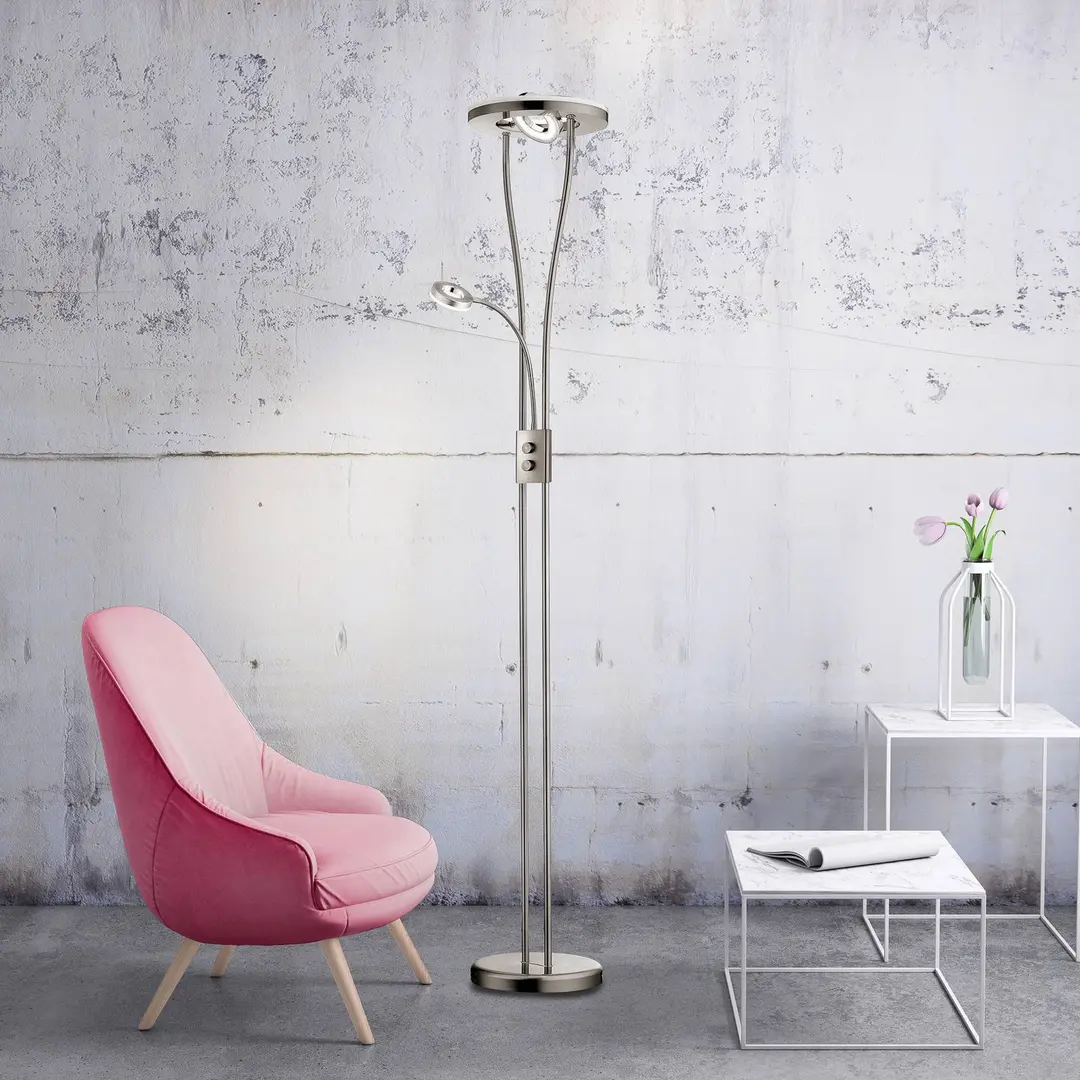 JUST LIGHT. GmbH LED-Stehleuchte Helia mit Leseleuchte, stahl