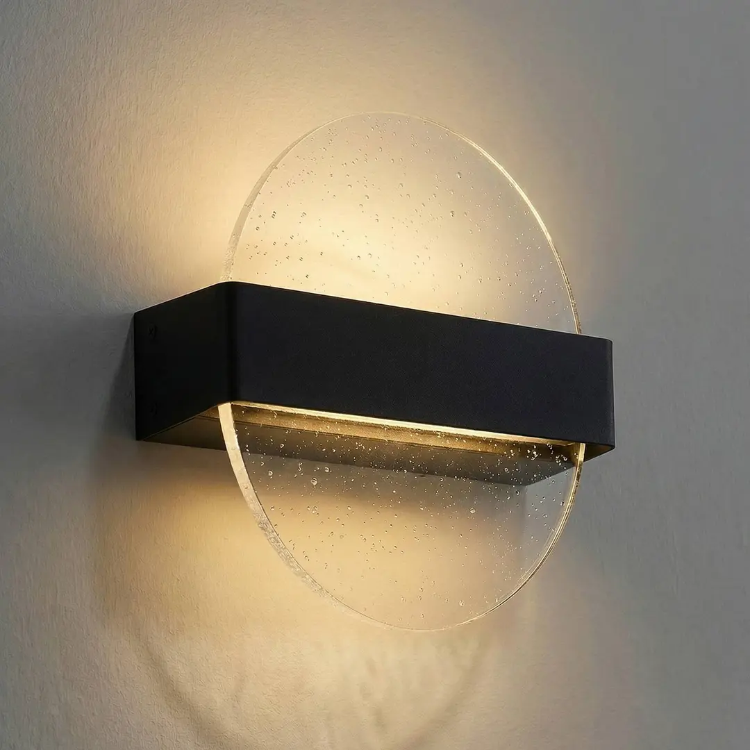 Lucande LED-Wandlampe Narkelo, schwarz/klar, CCT, IP44