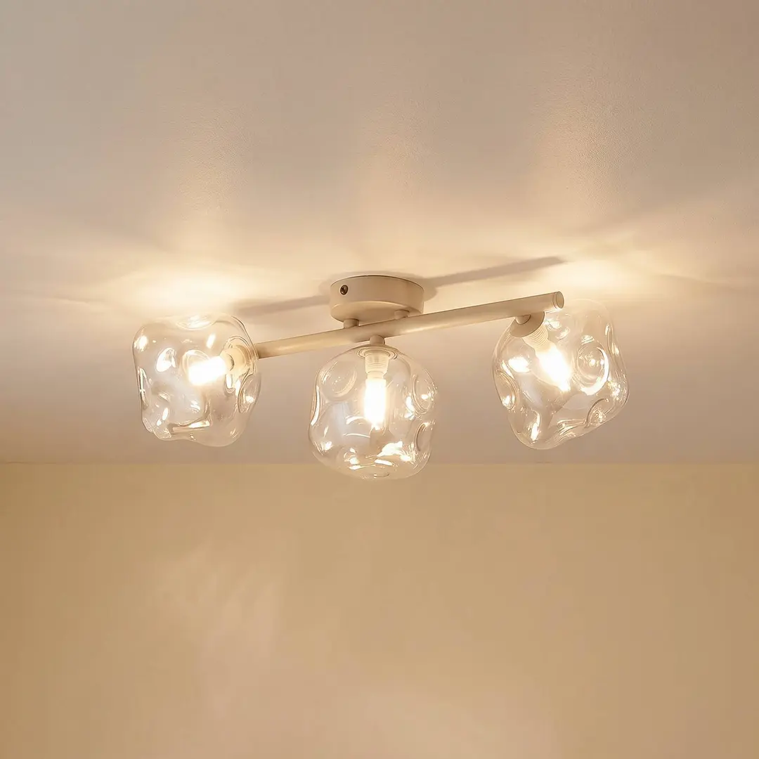 TK Lighting Deckenleuchte Lava, 3-flammig, 50 cm lang, sand/cognac, G9