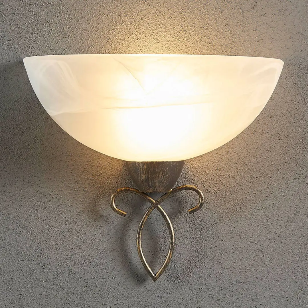 Lindby Wandleuchte Mohija, 25 cm, schwarz/gold, Glas, E27
