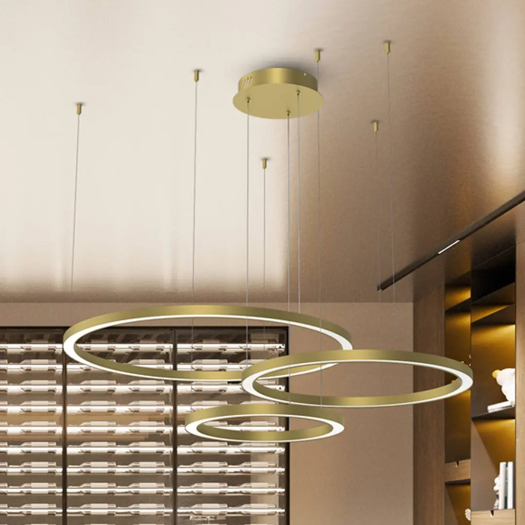 Eko-Light LED-Hängelampe Galaxia, Kunststoff, gold, dreiflammig, 85 W