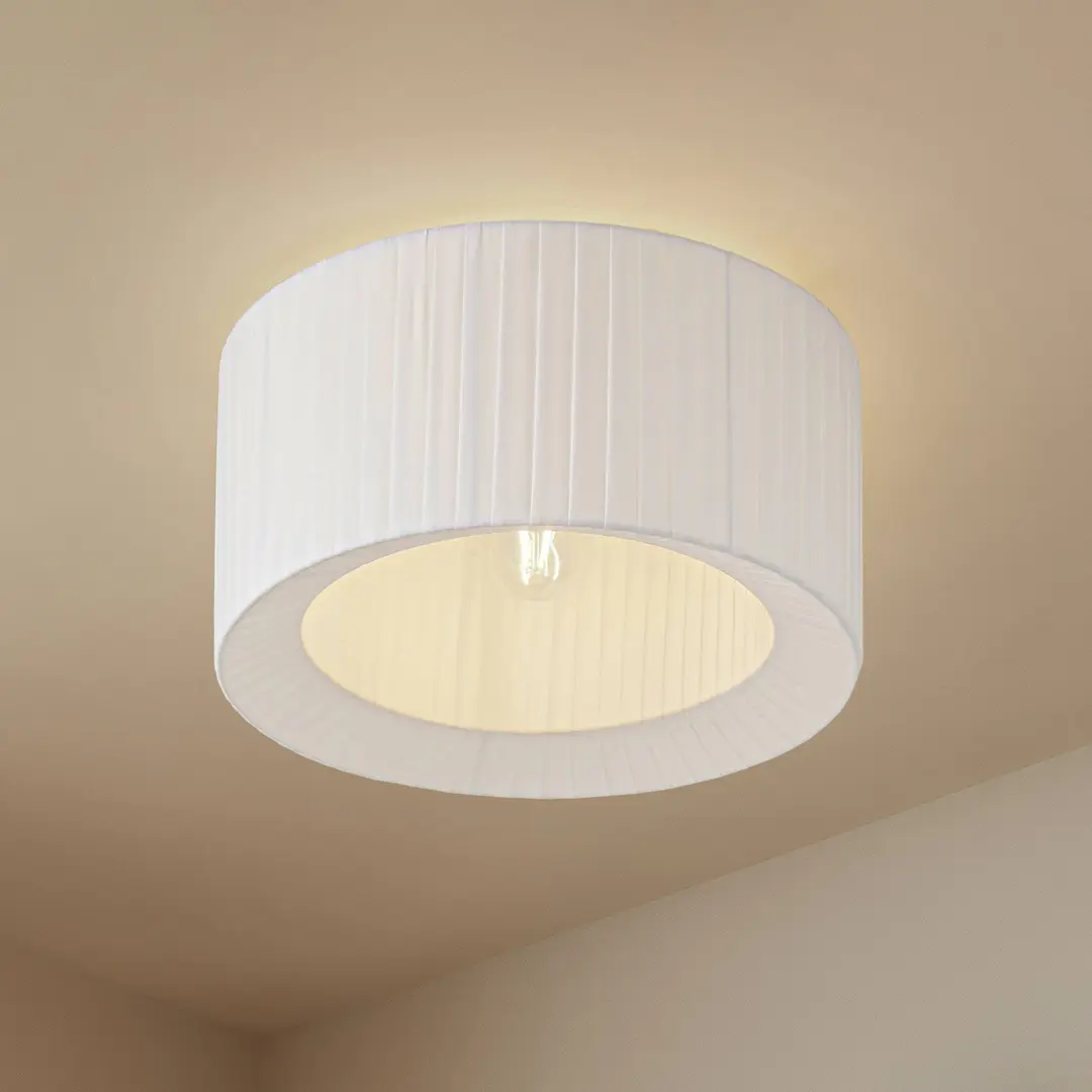 Lindby Deckenleuchte Virelle, weiß, Textil, Ø 40 cm, E27