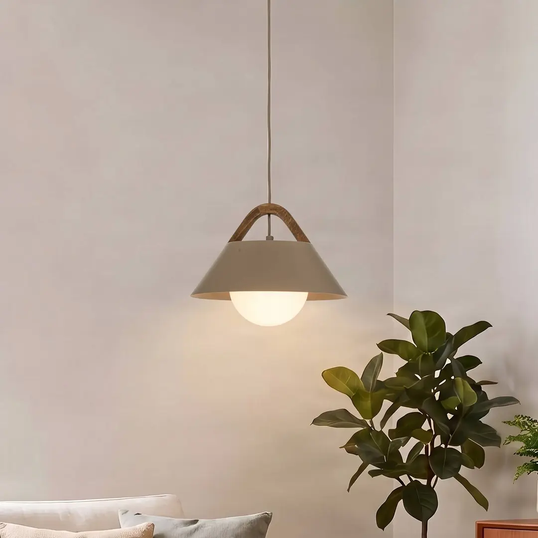 Luminex Hängeleuchte Funda, beige, Ø 30 cm, 1-flammig, Metall/Glas