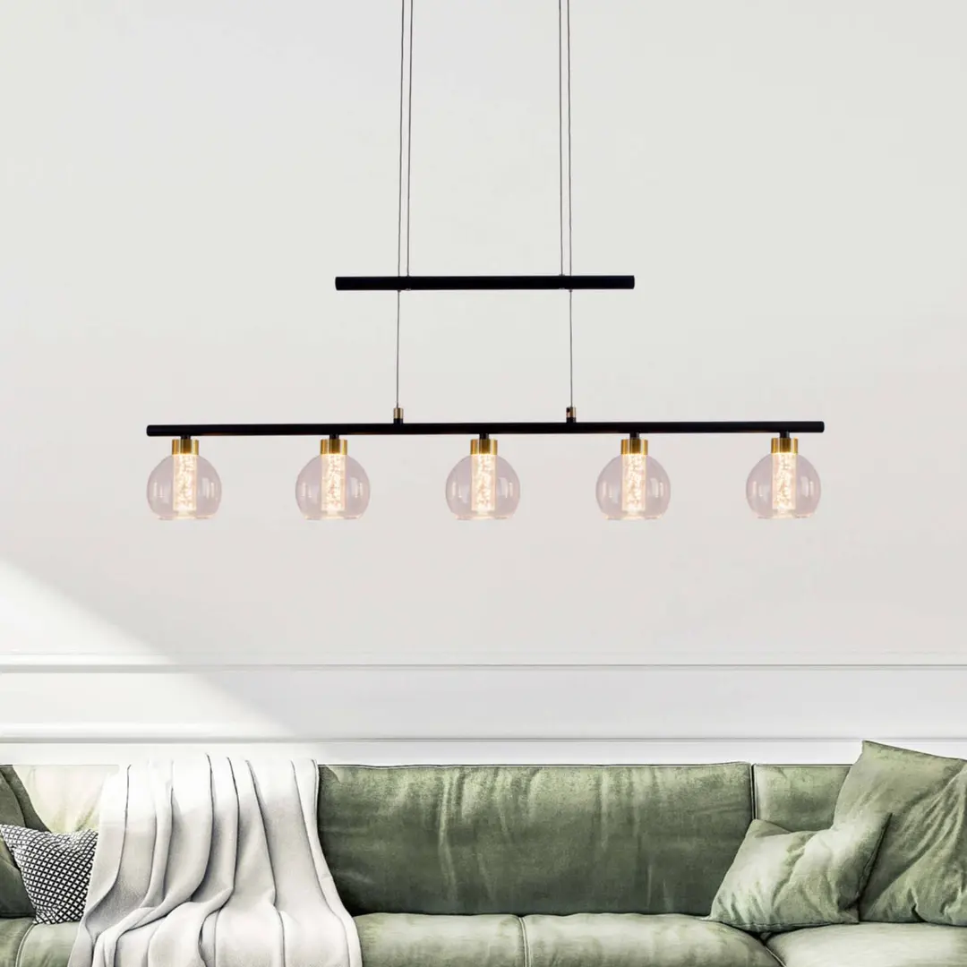Naeve Leuchten LED-Pendelleuchte Brass 5-flammig höhenverstellbar