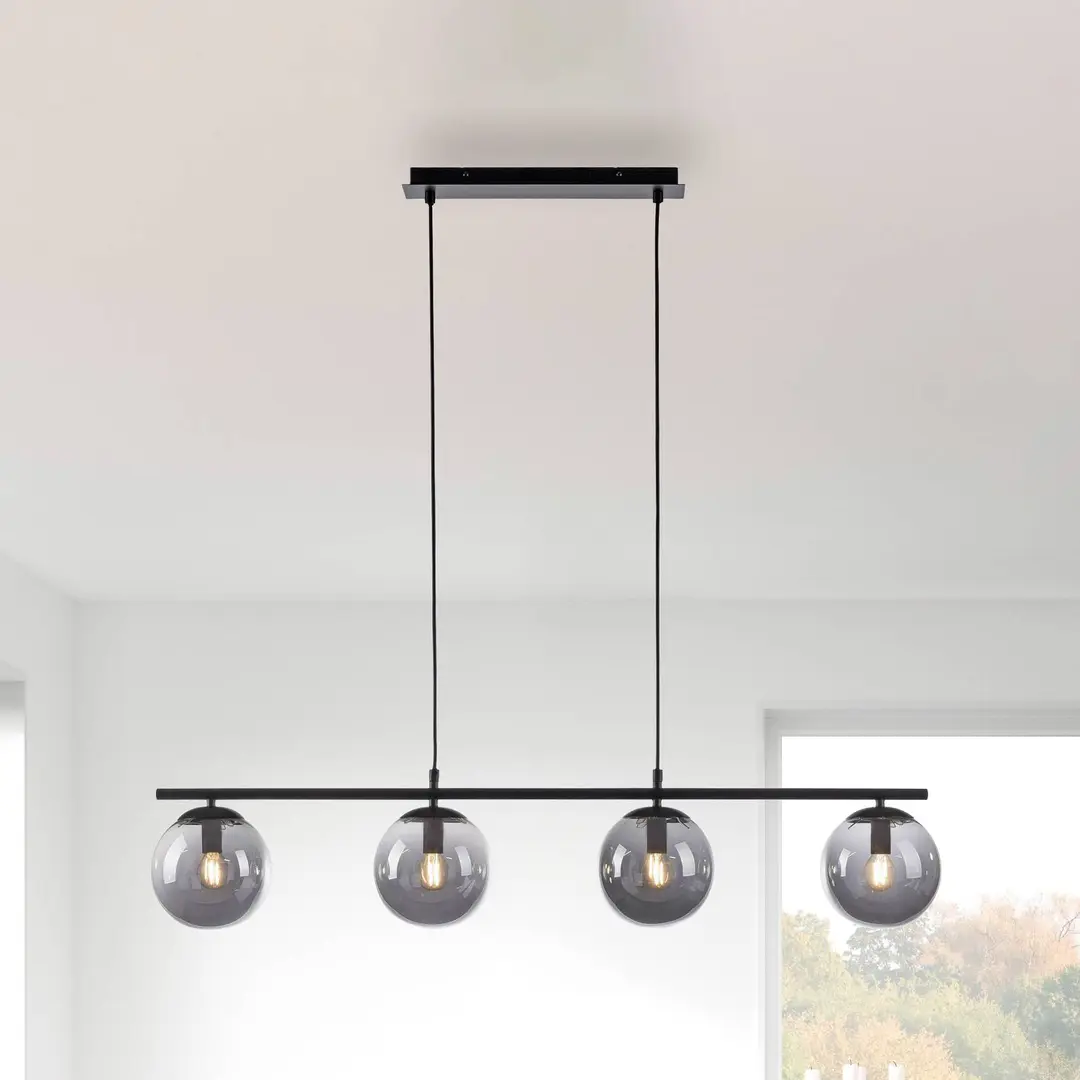 JUST LIGHT. GmbH Pendelleuchte Big Widow, Glaskugeln, vierflammig