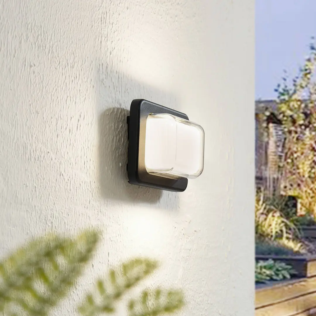 Lindby LED-Außenwandleuchte Sibara, anthrazit, eckig, IP54