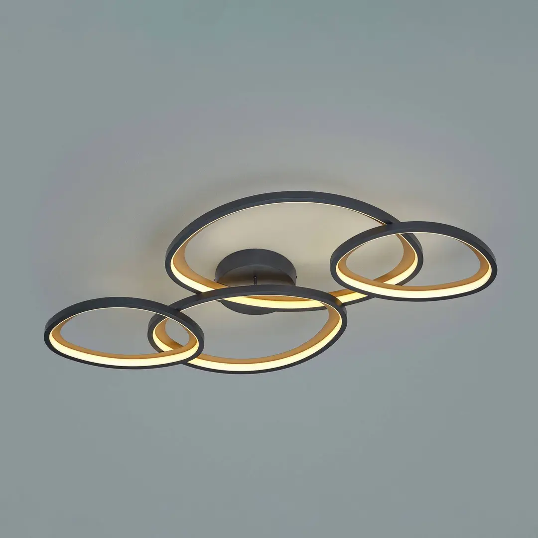 Trio Lighting LED-Deckenlampe Sivo, Länge 103 cm, schwarz matt, Metall CCT