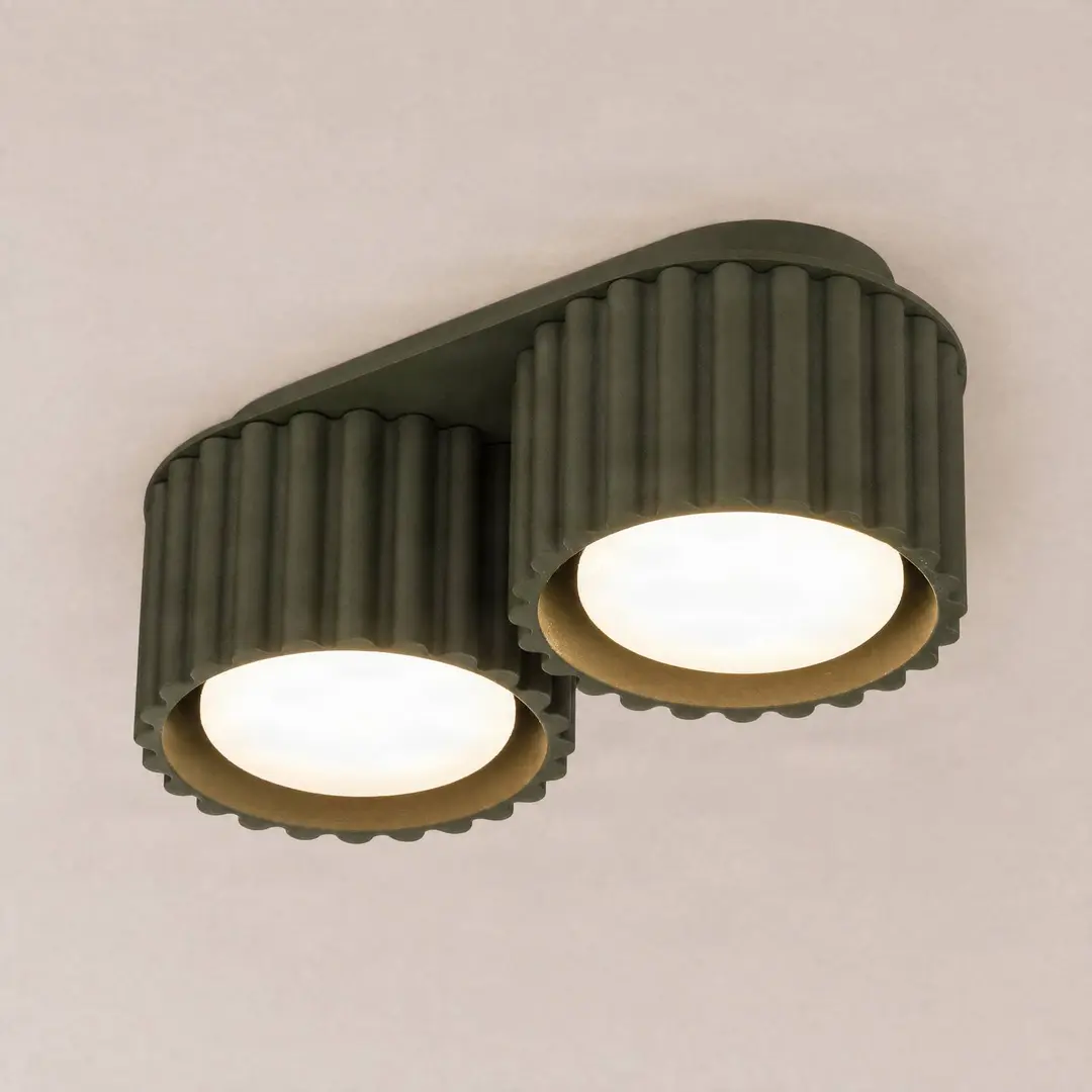 SOLLUX LIGHTING Deckenleuchte Aura 2, olivgrün, 2-flg., Länge 21 cm, GX53